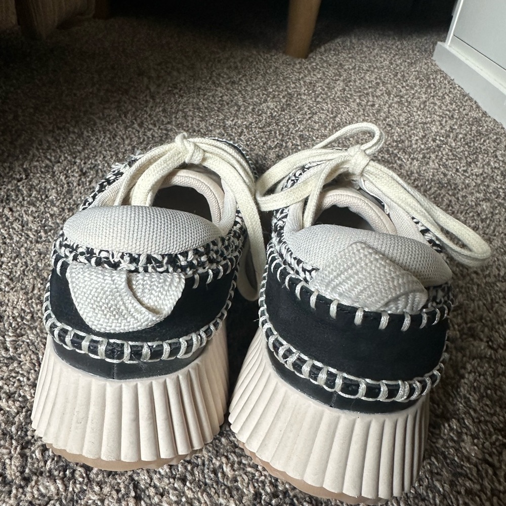 Dolce Vita Woven Black & Cream Lace-Up Sneakers size 8.5 - Picture 6 of 8